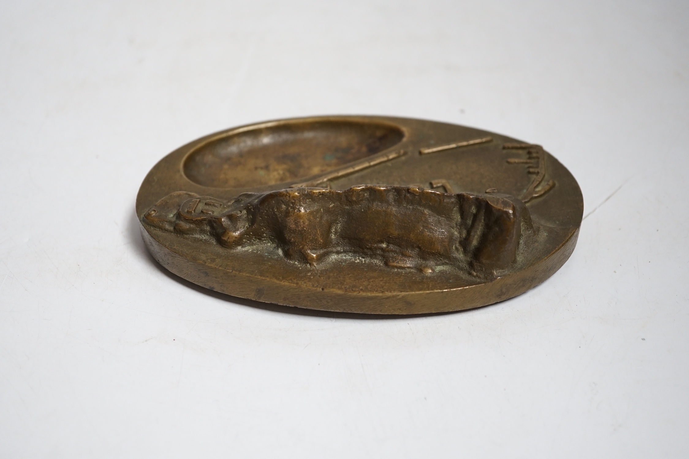 A cast bronze Admiralty desk-stand Gibraltar Harbour and Rock, 15.5cm